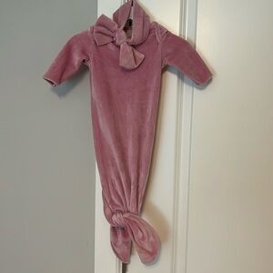 Pink Velour Knotted Sleep Gown Size 0-3 Months